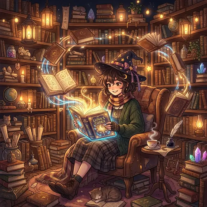 Cozy Library Witch